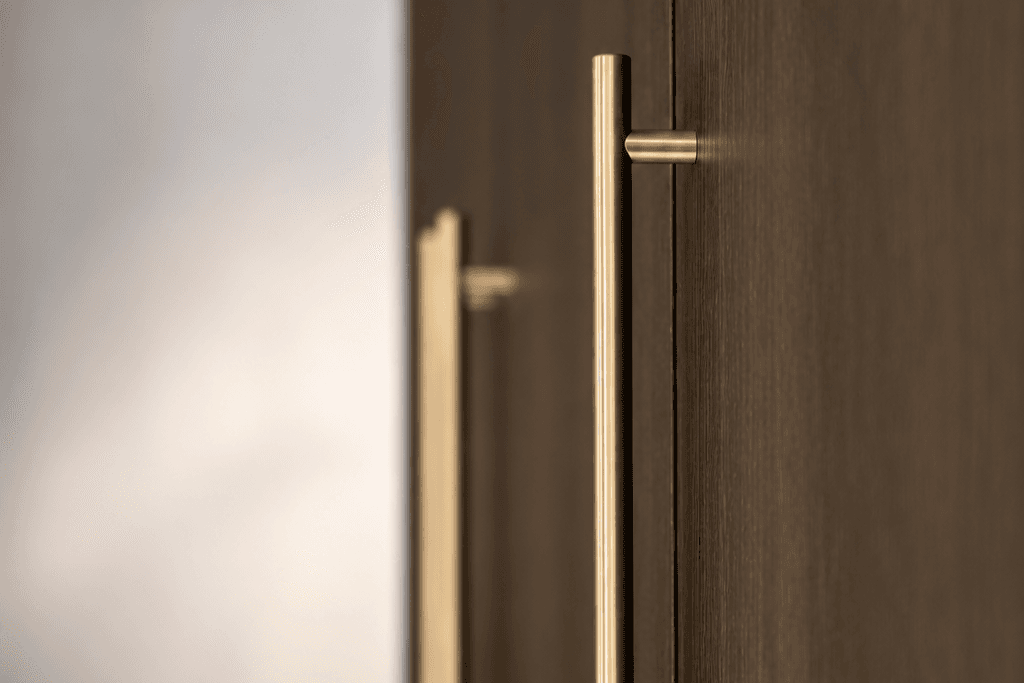 nieuwste-keukentrends-greep.png Gouden grepen op donker eikenhouten keuken